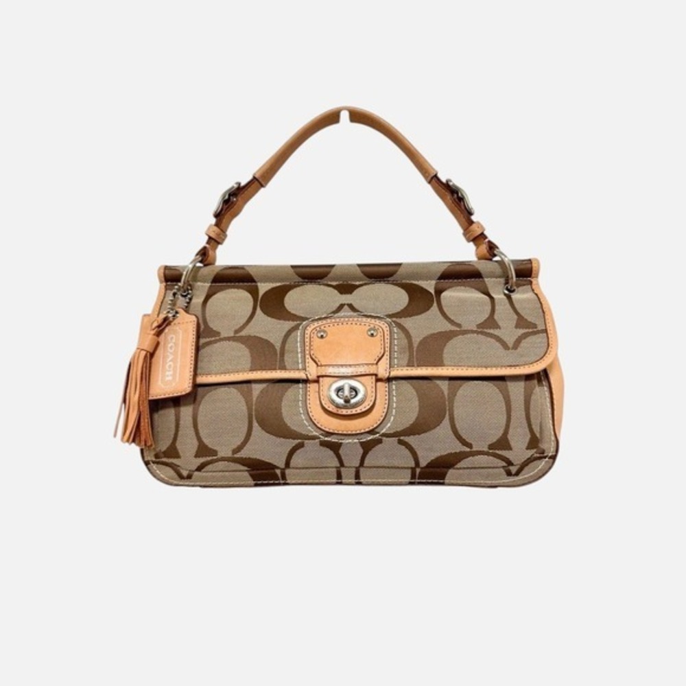Coach Willis 70th Anniversary Flap Bag Canvas Vachetta Leather Y2K 19033
